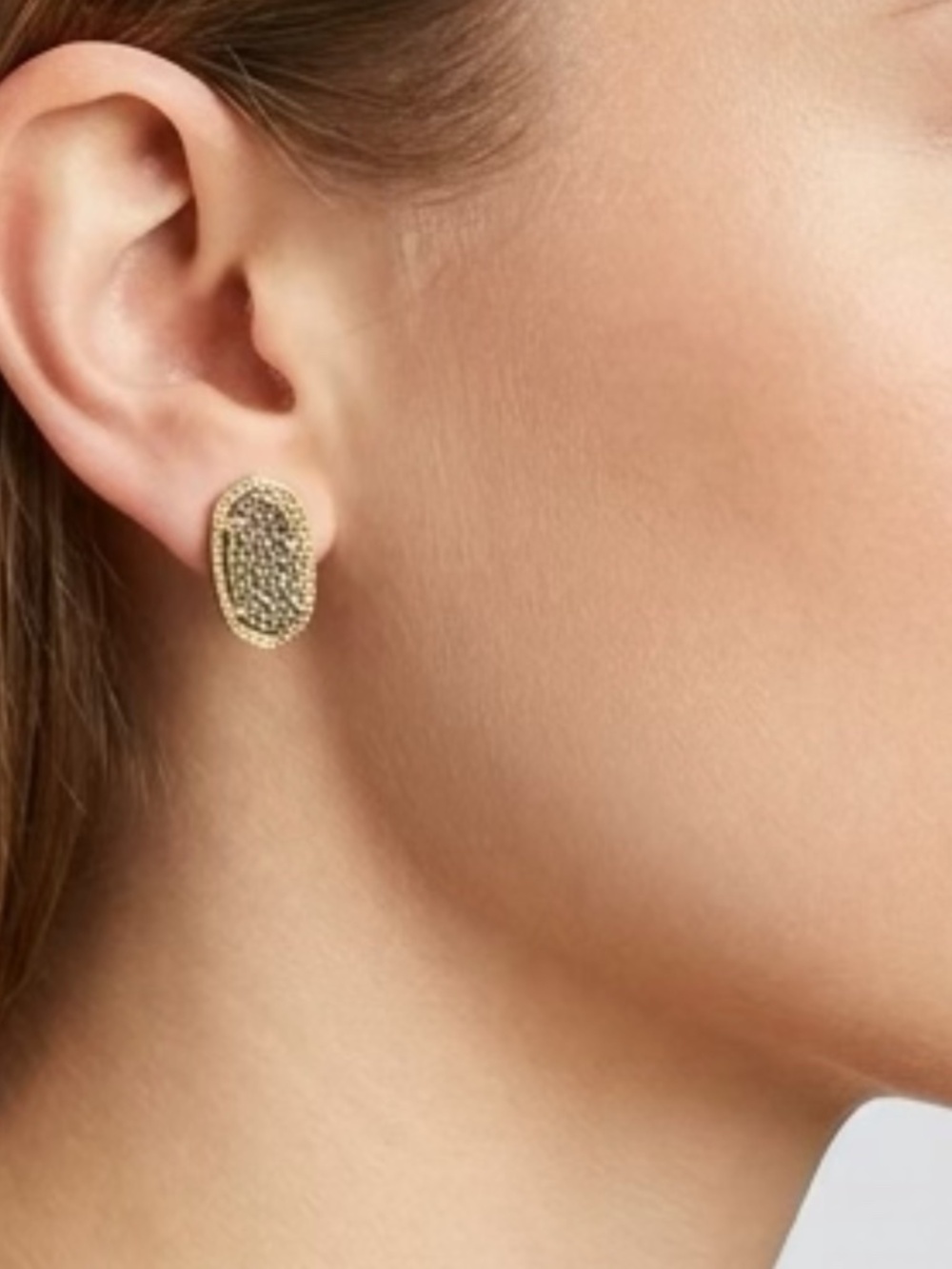 Kendra Scott Silver Tone Gray Druzy Crystal Pierced Earrings - Picture 4 of 4